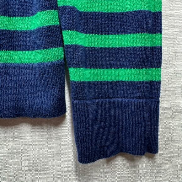 J.CREW Cotton Teddie Sweater Women's S Navy Blue Kelly Green Stripes Preppy Boat - Picture 6 of 12